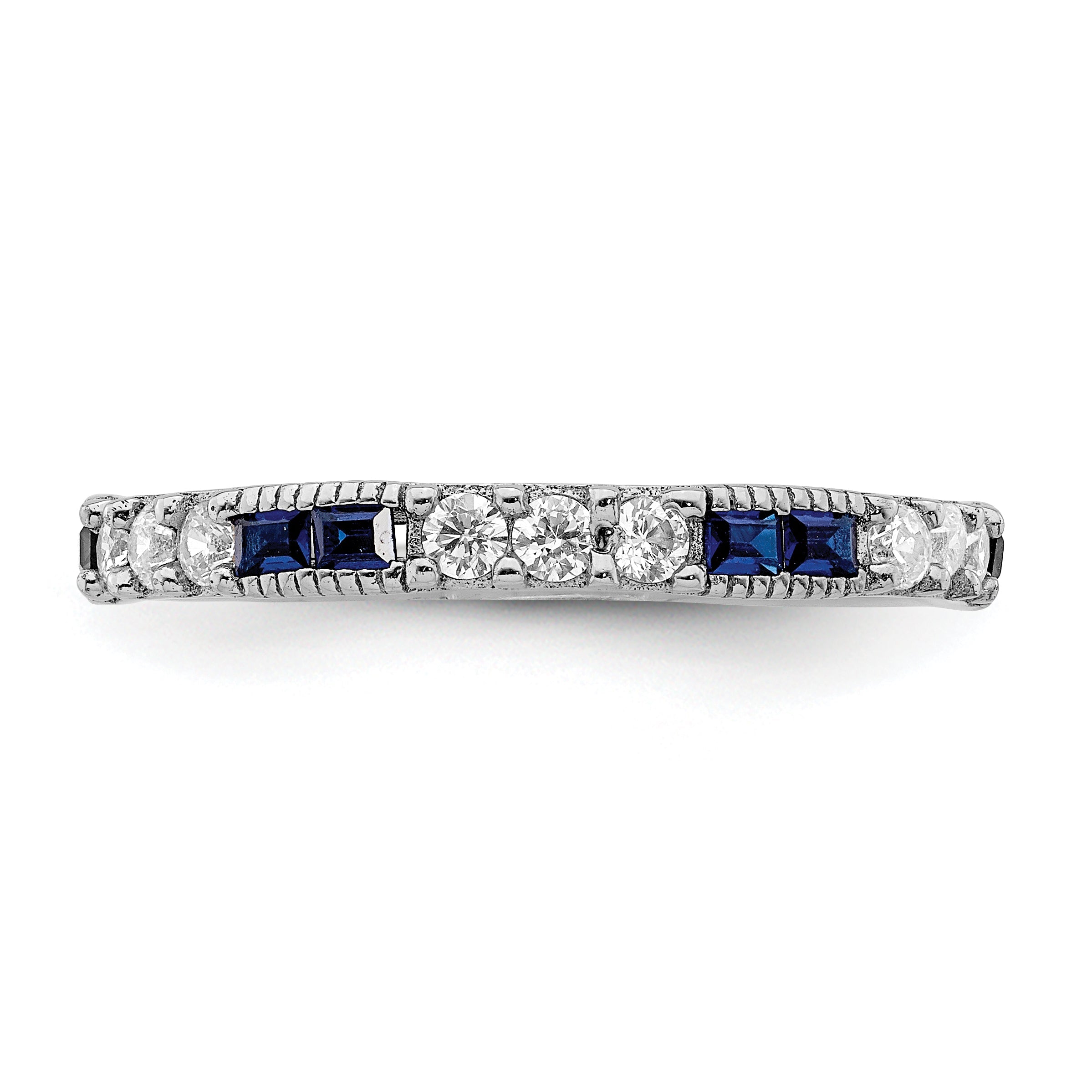 Sterlingsilber Rhodiniert Synthetisch Blau Spinell & Zirkonia Ring