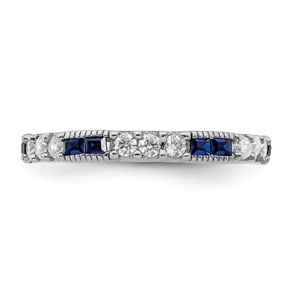 Sterlingsilber Rhodiniert Synthetisch Blau Spinell & Zirkonia Ring