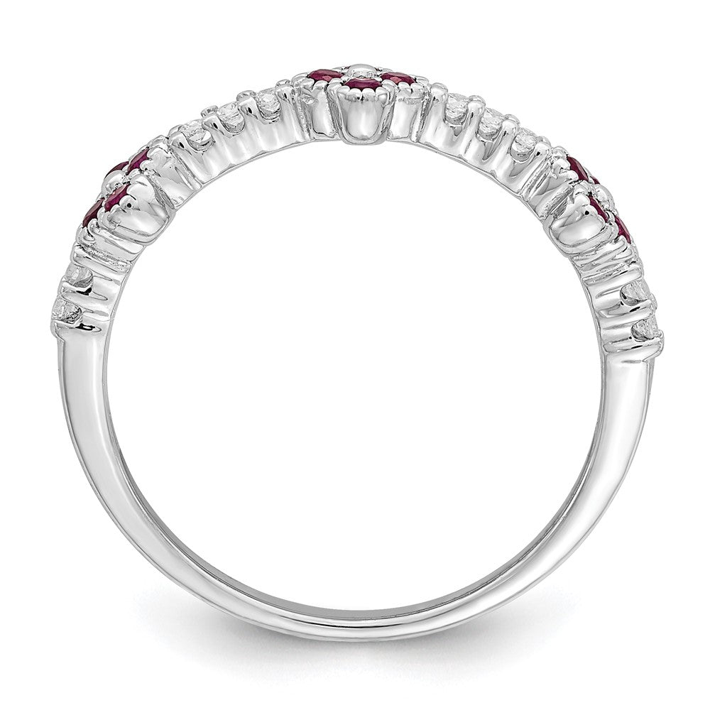 Sterlingsilber Rhodiniert Rot & Klar Zirkonia Ring (size 8 Nur)