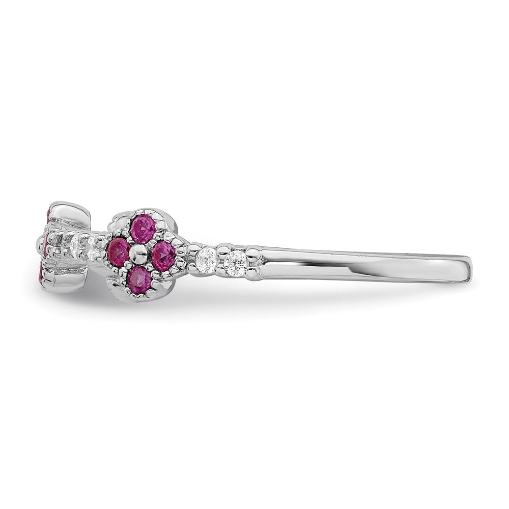 Sterlingsilber Rhodiniert Rot & Klar Zirkonia Ring (size 8 Nur)