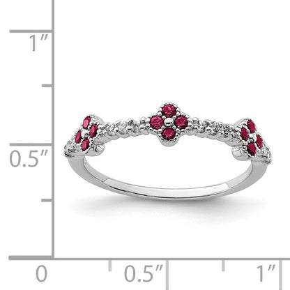 Sterlingsilber Rhodiniert Rot & Klar Zirkonia Ring (size 8 Nur)