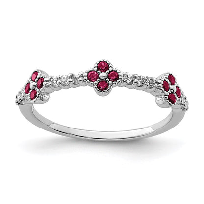 Sterlingsilber Rhodiniert Rot & Klar Zirkonia Ring (size 8 Nur)