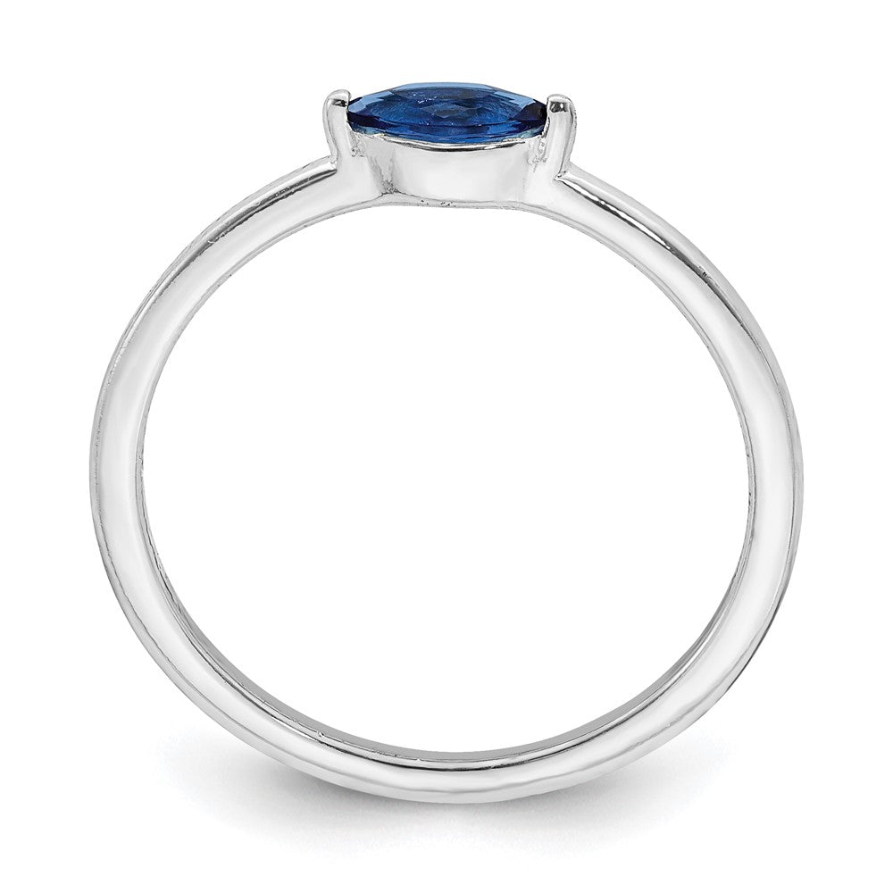 Sterlingsilber Rhodiniert Blau Zirkonia Ring