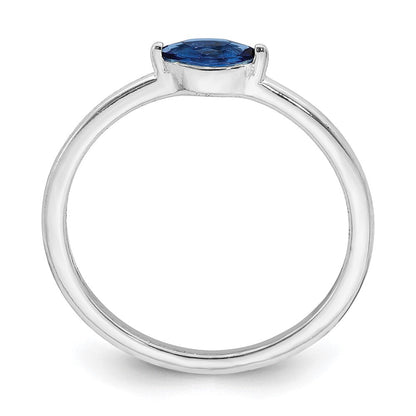 Sterlingsilber Rhodiniert Blau Zirkonia Ring
