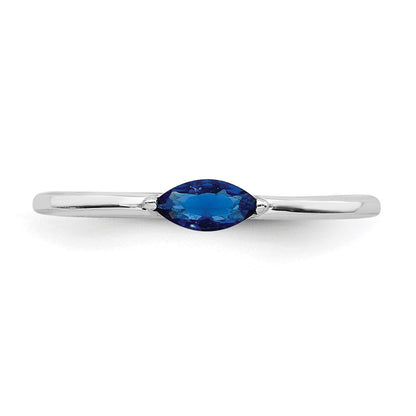 Sterlingsilber Rhodiniert Blau Zirkonia Ring