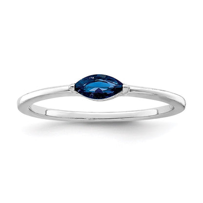 Sterlingsilber Rhodiniert Blau Zirkonia Ring