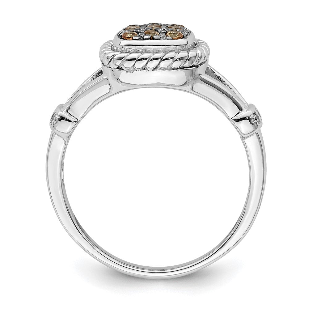 Sterlingsilber Rhodiniert Champagne & Klar Zirkonia Ring