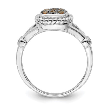 Sterlingsilber Rhodiniert Champagne & Klar Zirkonia Ring