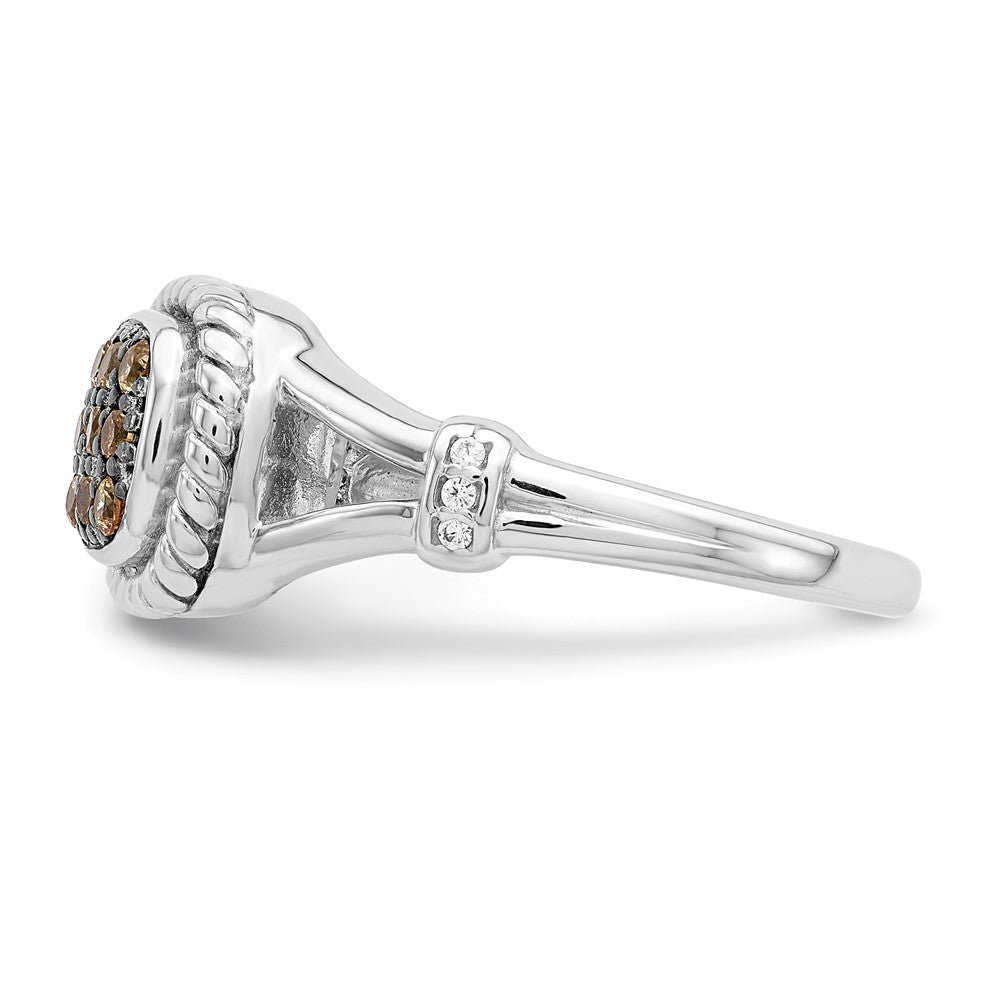 Sterlingsilber Rhodiniert Champagne & Klar Zirkonia Ring