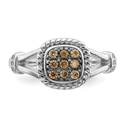 Sterlingsilber Rhodiniert Champagne & Klar Zirkonia Ring