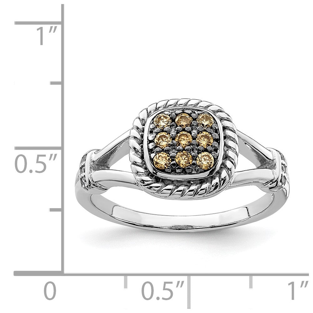 Sterlingsilber Rhodiniert Champagne & Klar Zirkonia Ring