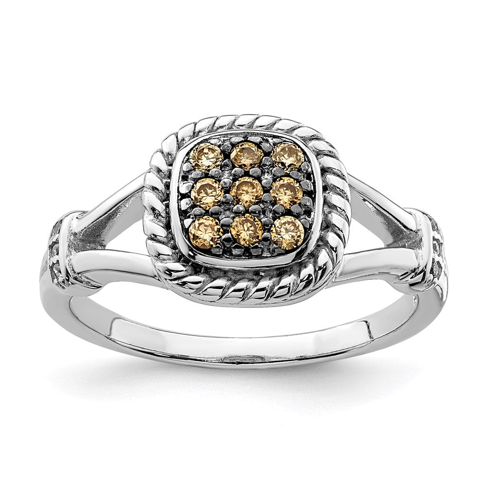 Sterlingsilber Rhodiniert Champagne & Klar Zirkonia Ring
