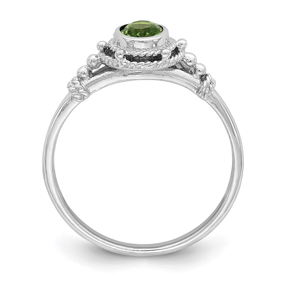 Sterlingsilber Rhodiniert mit Grün Oval Zirkonia Stein Ring