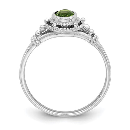 Sterlingsilber Rhodiniert mit Grün Oval Zirkonia Stein Ring