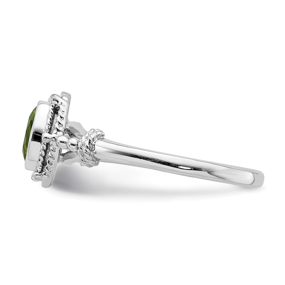 Sterlingsilber Rhodiniert mit Grün Oval Zirkonia Stein Ring