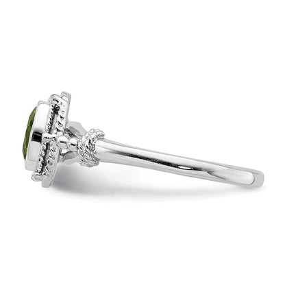 Sterlingsilber Rhodiniert mit Grün Oval Zirkonia Stein Ring