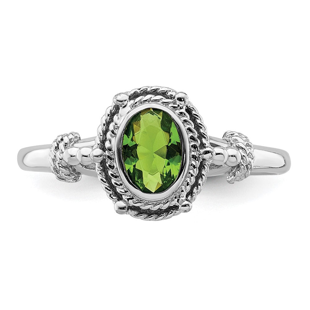 Sterlingsilber Rhodiniert mit Grün Oval Zirkonia Stein Ring