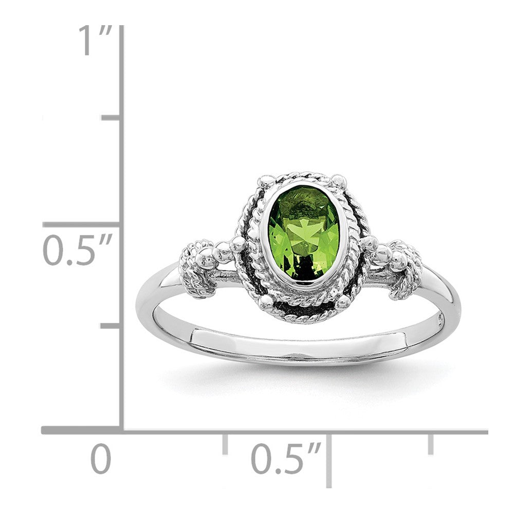 Sterlingsilber Rhodiniert mit Grün Oval Zirkonia Stein Ring