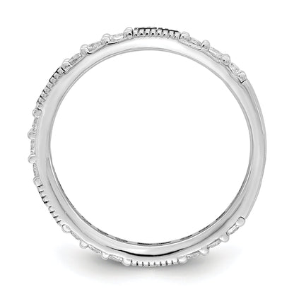 Sterlingsilber Rhodiniert Synthetisch Grün Spinell & Zirkonia Ring