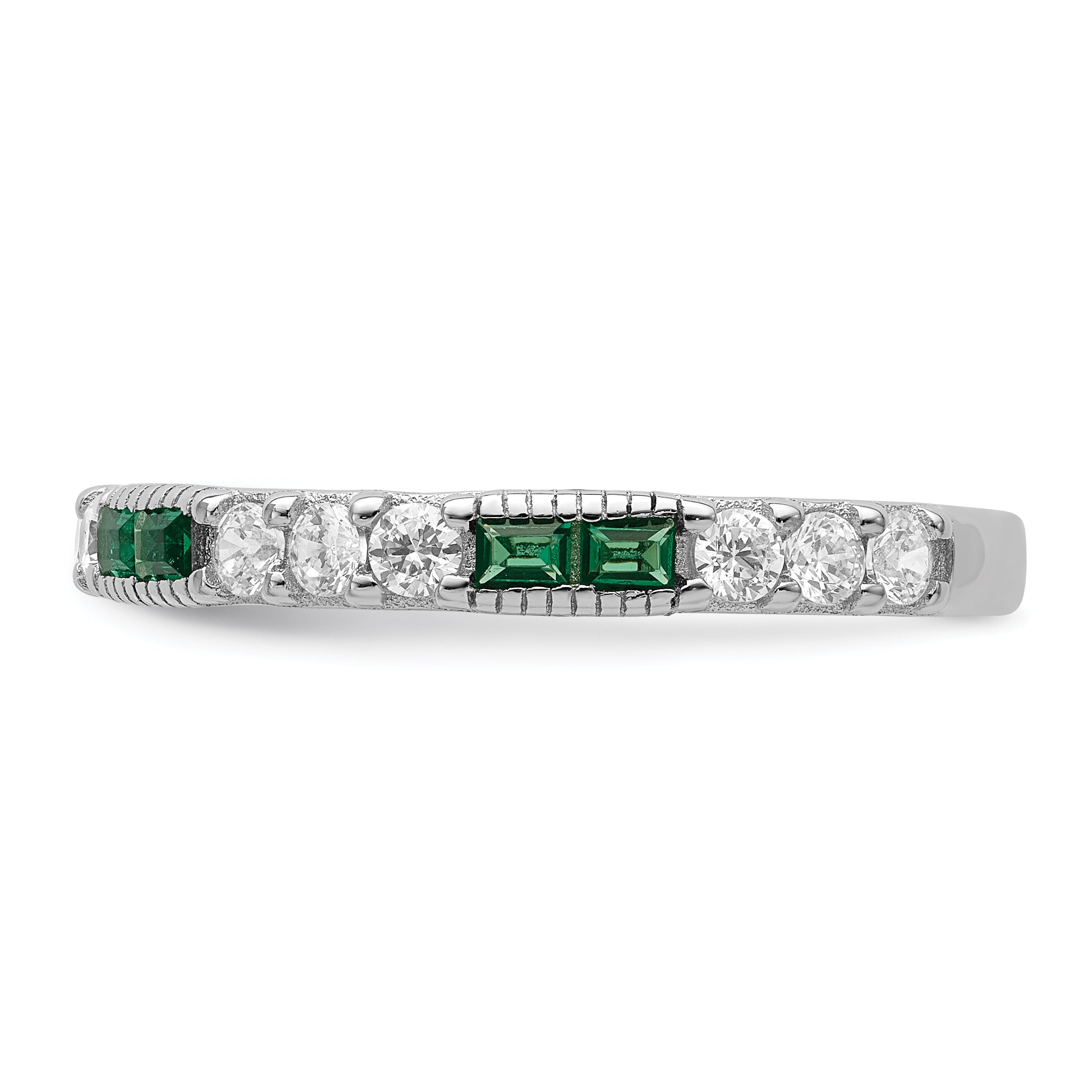 Sterlingsilber Rhodiniert Synthetisch Grün Spinell & Zirkonia Ring