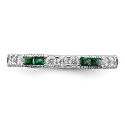 Sterlingsilber Rhodiniert Synthetisch Grün Spinell & Zirkonia Ring