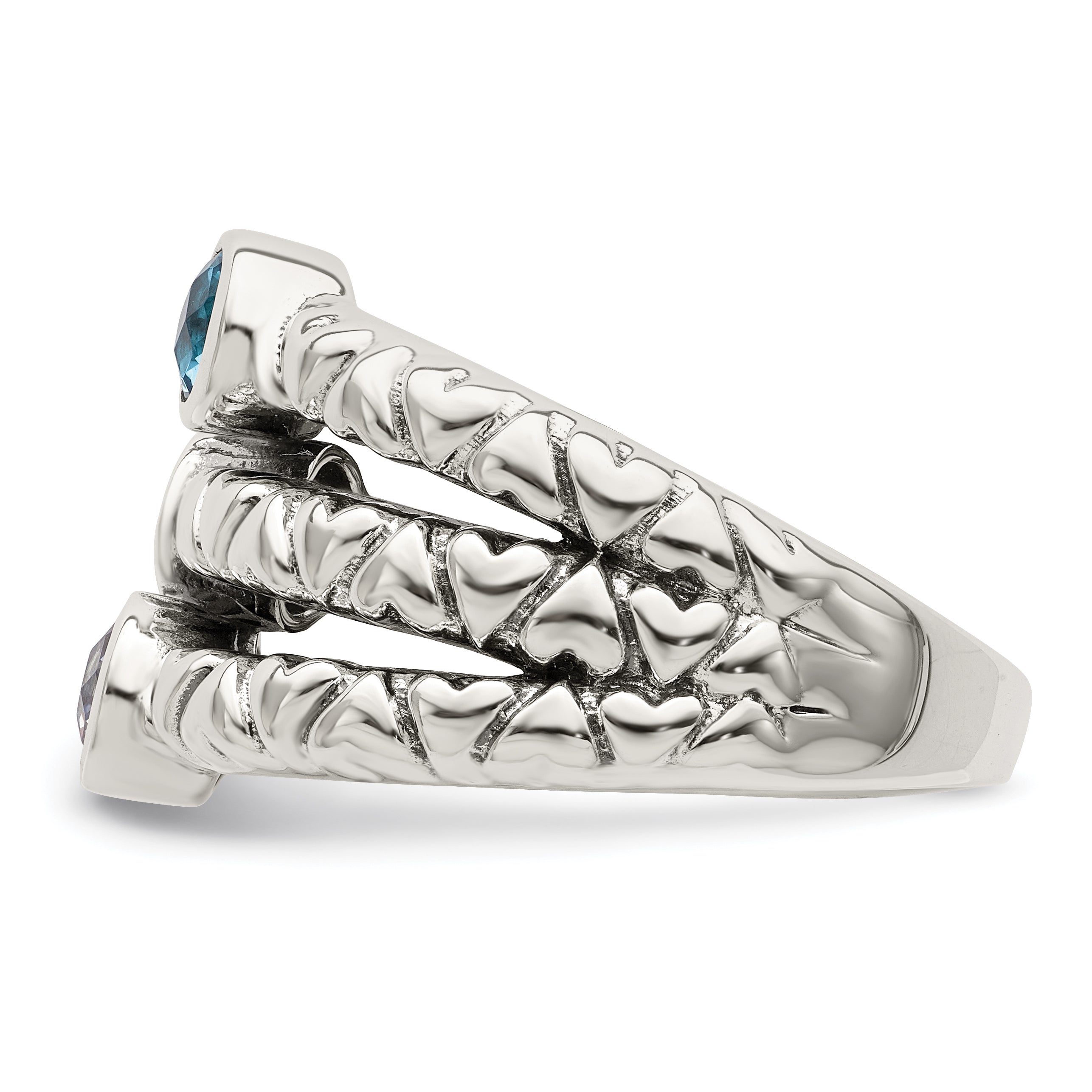 Sterlingsilber Blau, Grün & Lila Zirkonia Oxidiert Ring