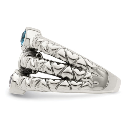 Sterlingsilber Blau, Grün & Lila Zirkonia Oxidiert Ring