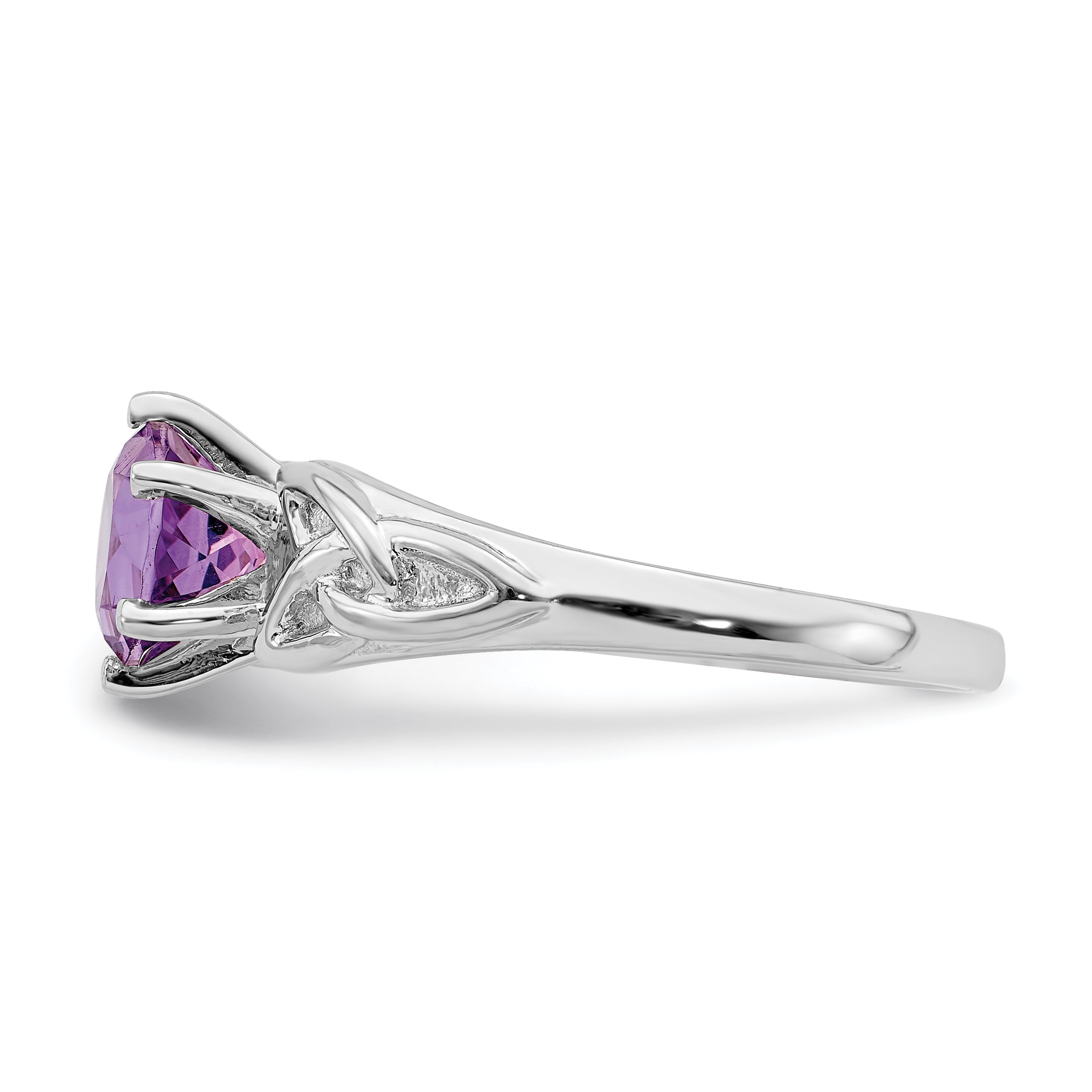 Sterlingsilber Rhodiniert Amethyst Keltisch Dreifaltigkeit Ring