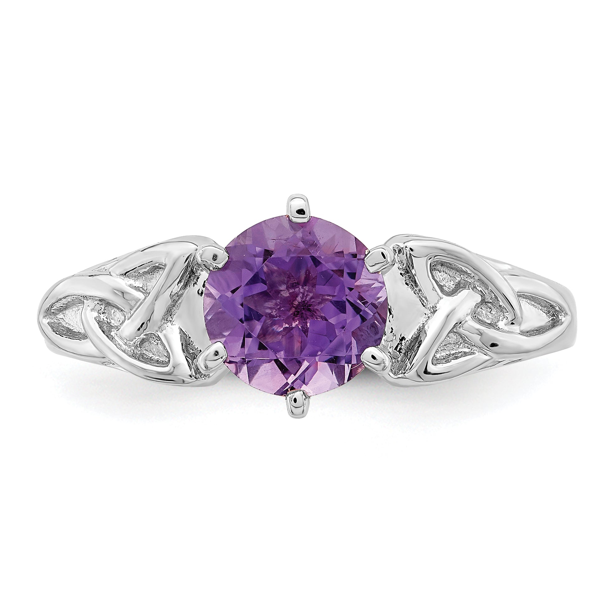 Sterlingsilber Rhodiniert Amethyst Keltisch Dreifaltigkeit Ring