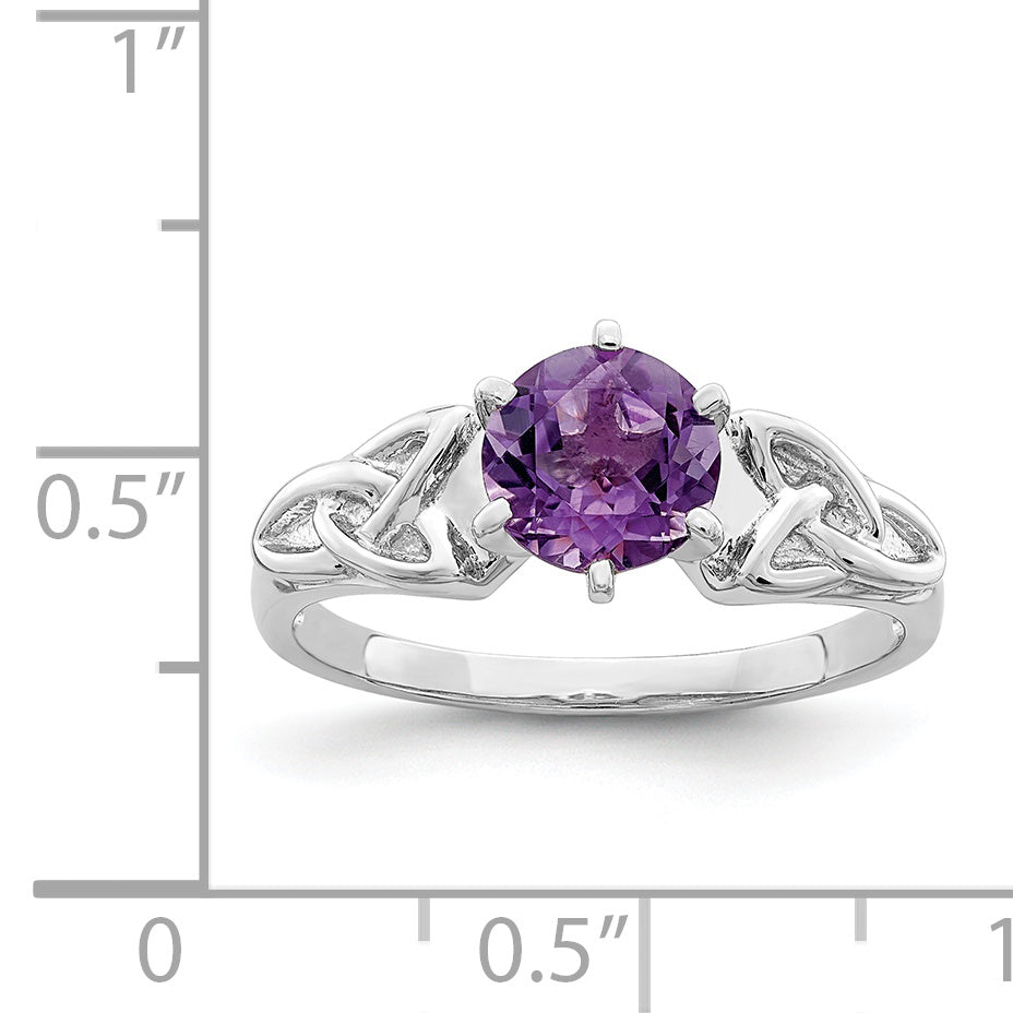 Sterlingsilber Rhodiniert Amethyst Keltisch Dreifaltigkeit Ring