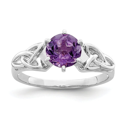 Sterlingsilber Rhodiniert Amethyst Keltisch Dreifaltigkeit Ring