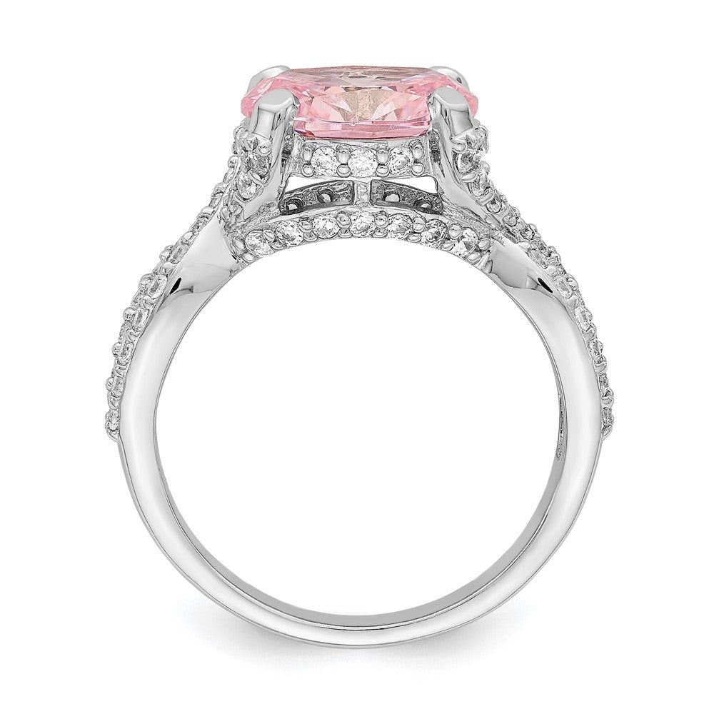 Sterlingsilber Rhodiniert Rosa 10x8 Oval Zirkonia Ring (size 8 Nur)