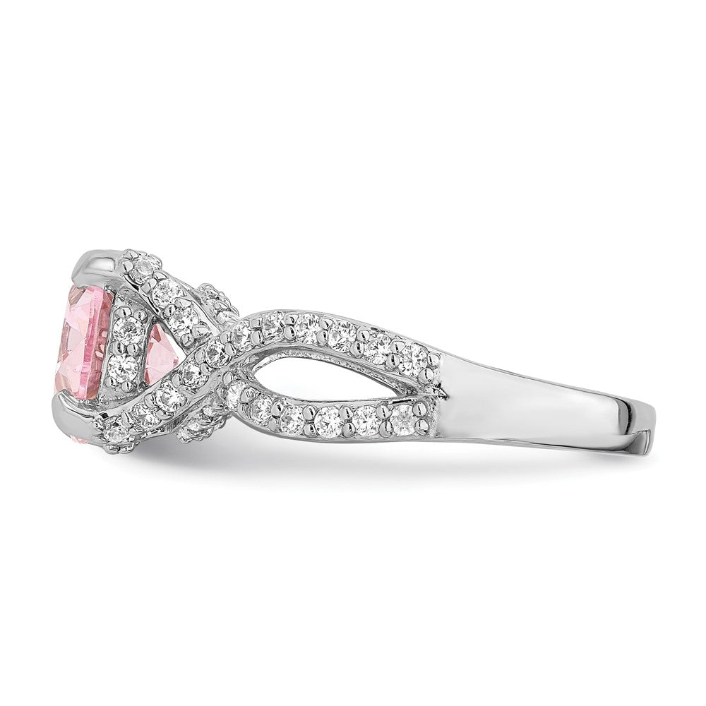 Sterlingsilber Rhodiniert Rosa 10x8 Oval Zirkonia Ring (size 8 Nur)