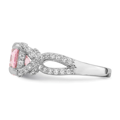 Sterlingsilber Rhodiniert Rosa 10x8 Oval Zirkonia Ring (size 8 Nur)