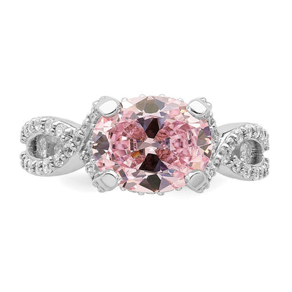 Sterlingsilber Rhodiniert Rosa 10x8 Oval Zirkonia Ring (size 8 Nur)