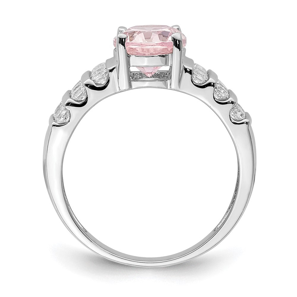 Sterlingsilber Rhodiniert Oval Rosa & Weiß Zirkonia Ring