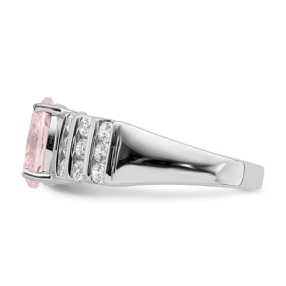 Sterlingsilber Rhodiniert Oval Rosa & Weiß Zirkonia Ring