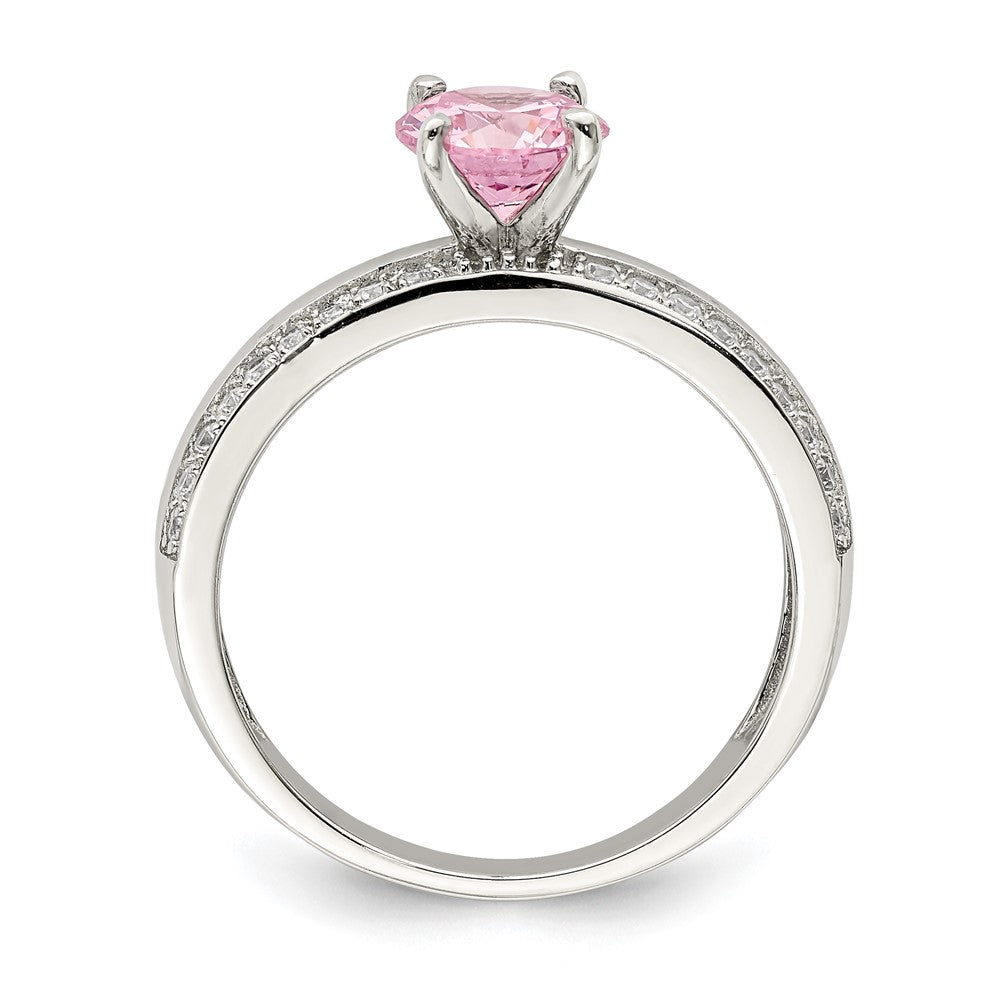 Sterlingsilber Rhodiniert Rosa und Klar Zirkonia Ring