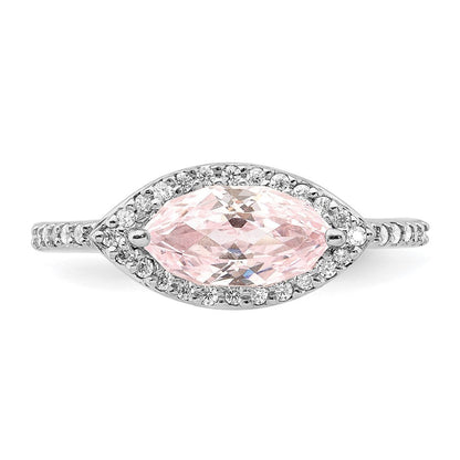 Sterlingsilber Rhodiniert 10x5 Rosa Marquise Zirkonia Ring