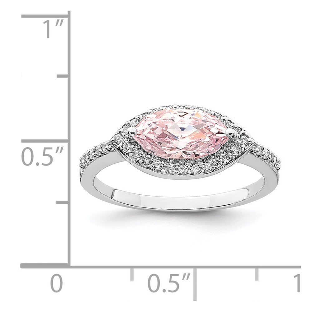 Sterlingsilber Rhodiniert 10x5 Rosa Marquise Zirkonia Ring