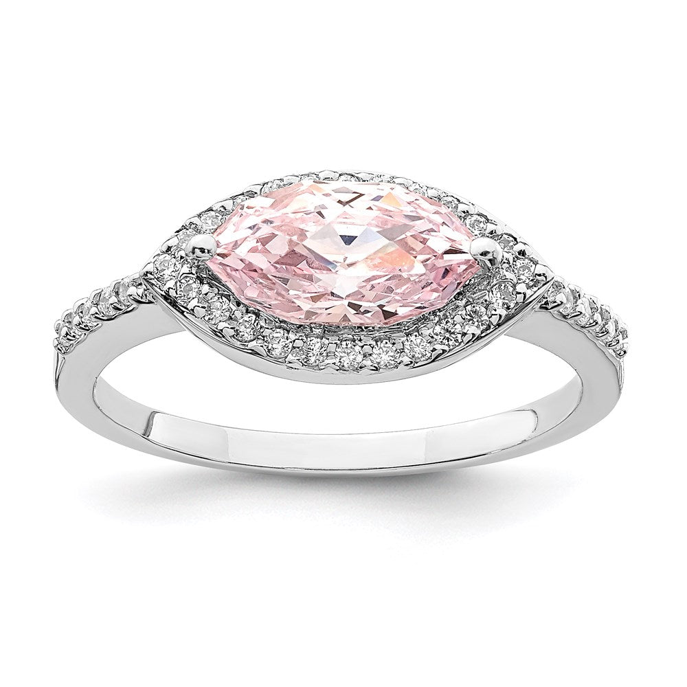 Sterlingsilber Rhodiniert 10x5 Rosa Marquise Zirkonia Ring