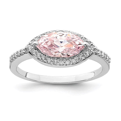Sterlingsilber Rhodiniert 10x5 Rosa Marquise Zirkonia Ring