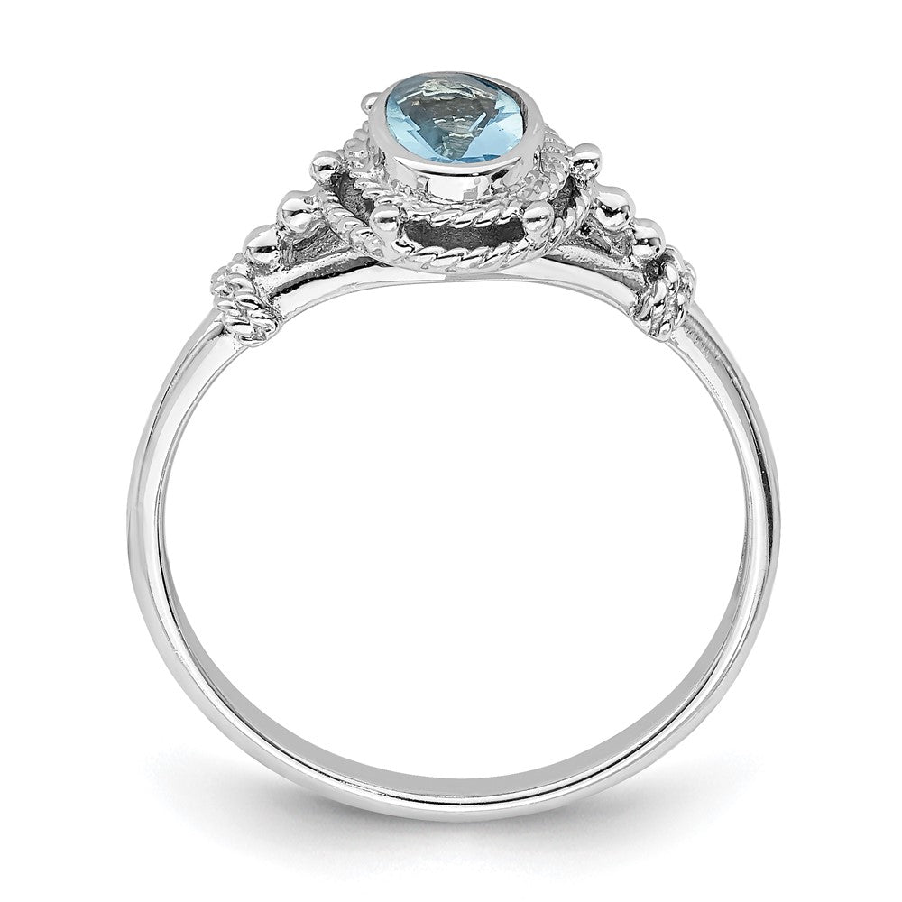 Sterlingsilber Rhodiniert mit Blau Oval Zirkonia Stein Ring (size 6 Nur)