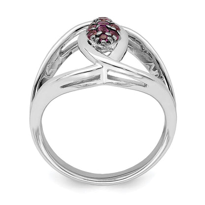 Sterlingsilber Rhod Platin Rhodolith Granat Ring