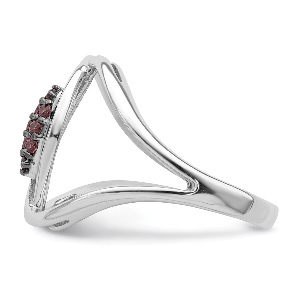 Sterlingsilber Rhod Platin Rhodolith Granat Ring