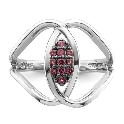 Sterlingsilber Rhod Platin Rhodolith Granat Ring