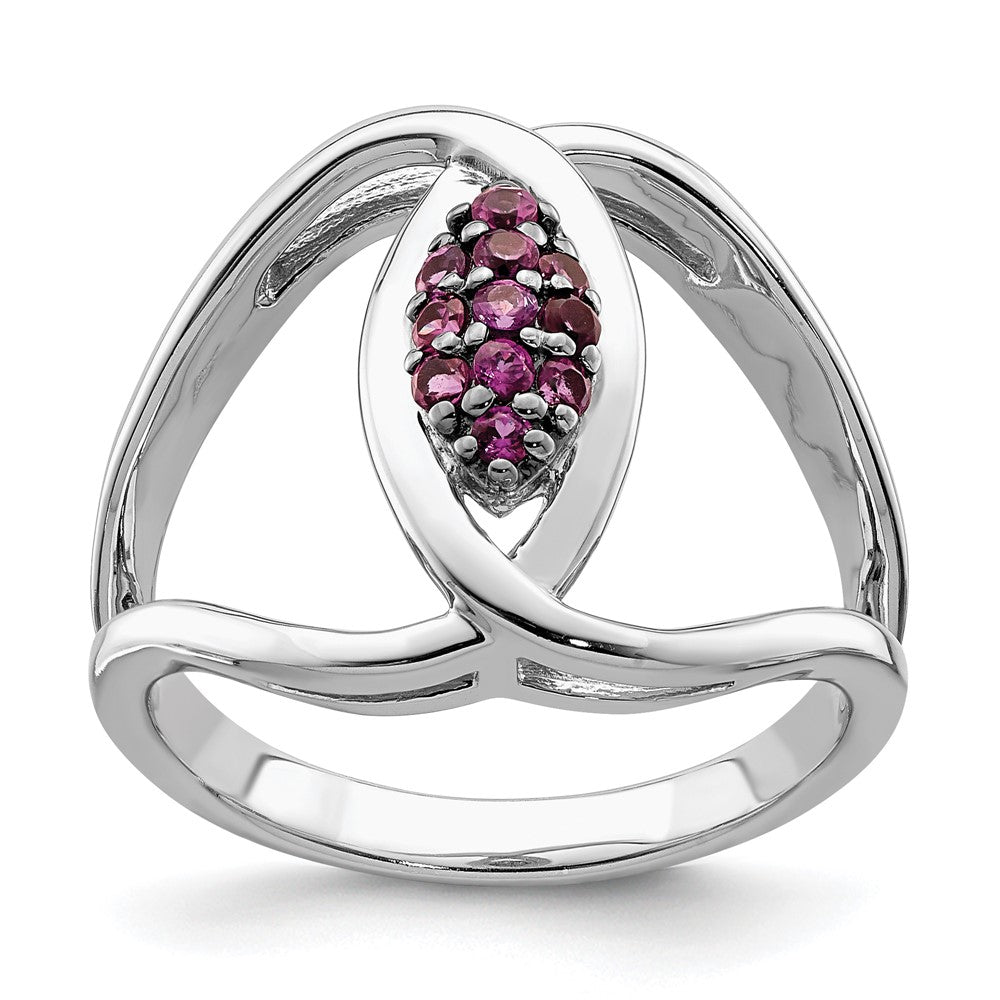 Sterlingsilber Rhod Platin Rhodolith Granat Ring