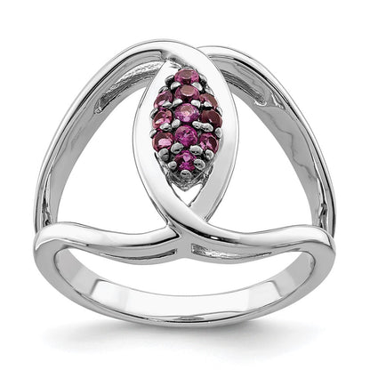 Sterlingsilber Rhod Platin Rhodolith Granat Ring