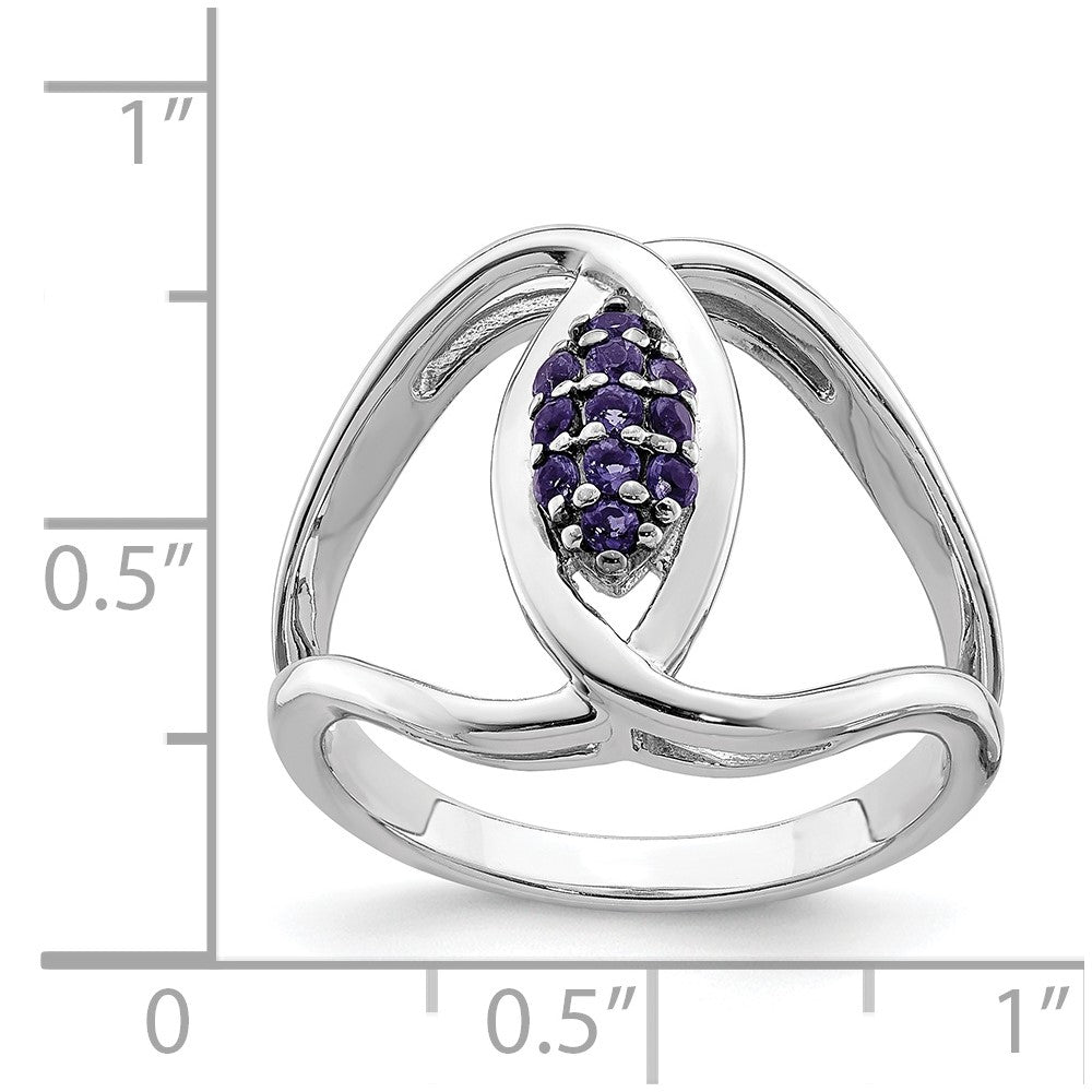 Sterlingsilber Rhod Platin Iolite Ring (size 6 Nur)