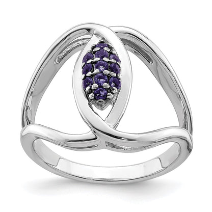 Sterlingsilber Rhod Platin Iolite Ring (size 6 Nur)